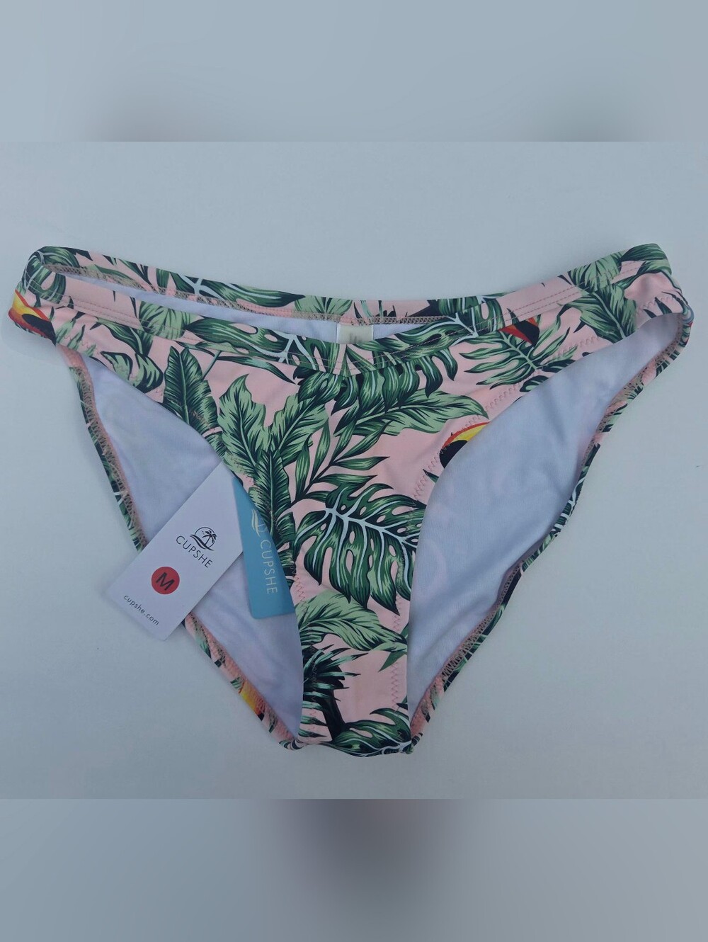 NWT CUPSHE Tropical Toucan Bikini Bottom - Size Medium Beach Palm Swimsuit